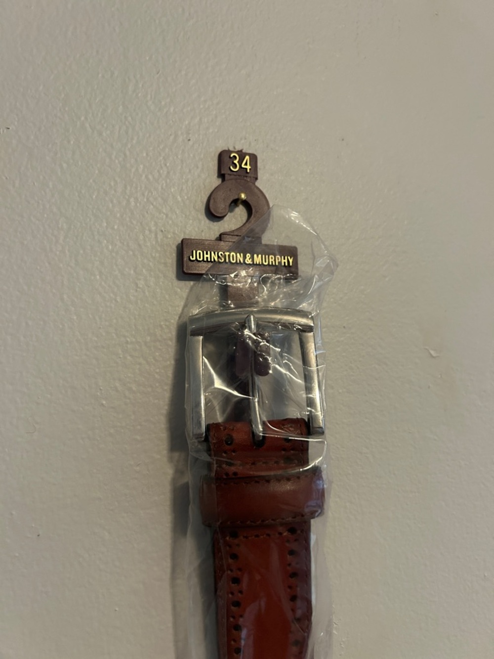 Johnston & Murphy Brown Leather Dress Belt with Silver Buckle